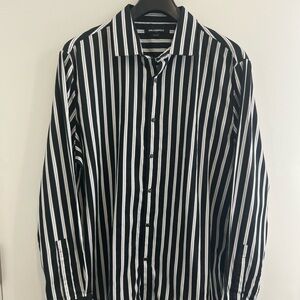 Black and White Striped Men's Shirt